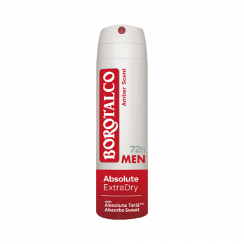 Borotalco MEN Absolute Extra Dry Amber, 72h Deo Spray, mit Absolute TalQ, 150 Milliliter